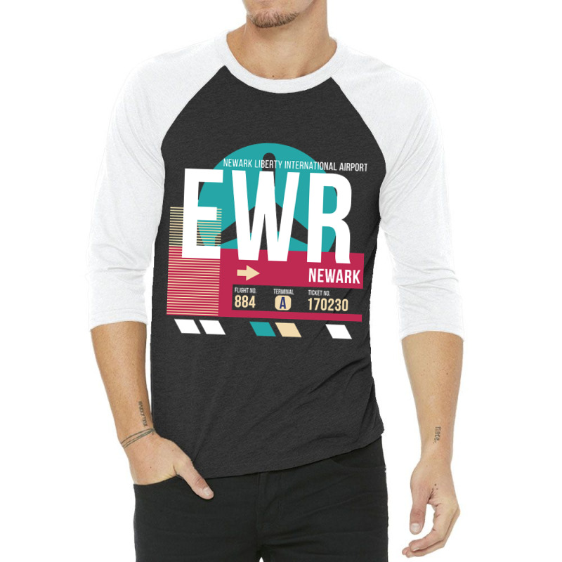 Newark, New Jersey (ewr) Airport Code Baggage Tag 3/4 Sleeve Shirt | Artistshot