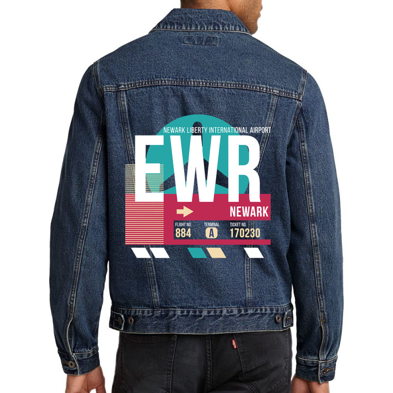 Newark, New Jersey (ewr) Airport Code Baggage Tag Men Denim Jacket | Artistshot