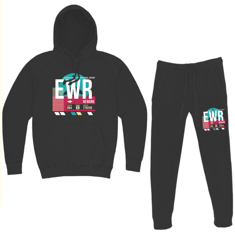 Newark, New Jersey (ewr) Airport Code Baggage Tag Hoodie & Jogger Set | Artistshot