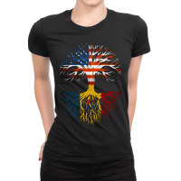 American Grown Moldovan Roots Moldova Flag Usa Flag Ladies Fitted T-shirt | Artistshot