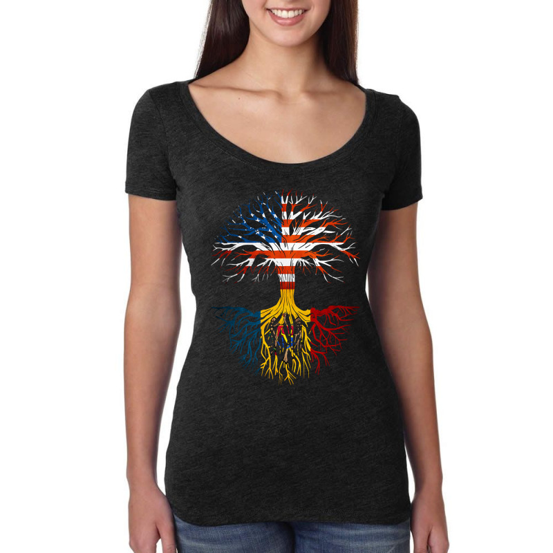 American Grown Moldovan Roots Moldova Flag Usa Flag Women's Triblend Scoop T-shirt by genuinelyseriously4 | Artistshot