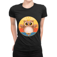 Owl Bird Vintage Retro Sunset Wild Animal Lover Design-btt3f Ladies Fitted T-shirt | Artistshot