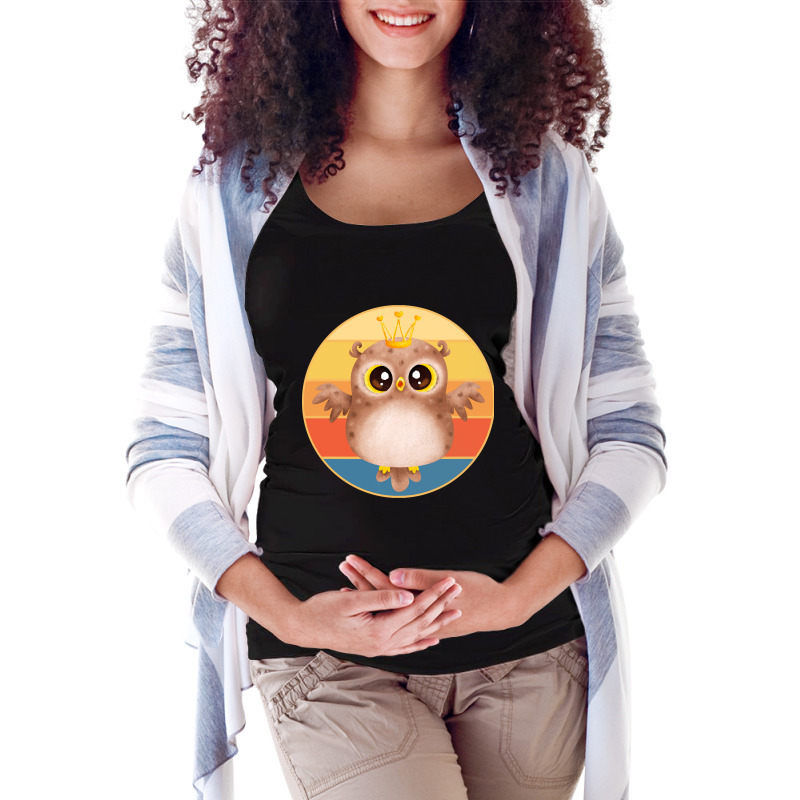 Owl Bird Vintage Retro Sunset Wild Animal Lover Design-btt3f Maternity Scoop Neck T-shirt by saddestrent378 | Artistshot