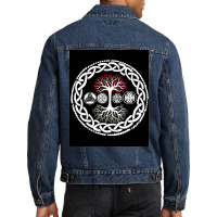 Viking Norse Mythology Tree Design Gift  Stars Retro Men Denim Jacket | Artistshot