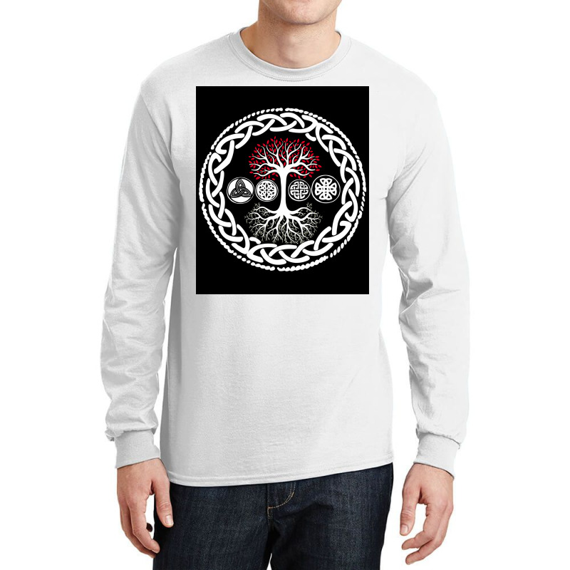 Viking Norse Mythology Tree Design Gift  Stars Retro Long Sleeve Shirts | Artistshot