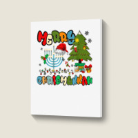 Merry Chrismukkah Hanukkah Jewish Chanukah Menorah Family T Shirt Portrait Canvas Print | Artistshot