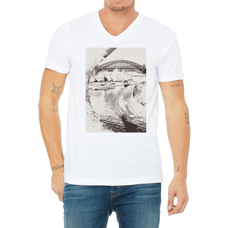 Sydney Landmark V-neck Tee | Artistshot