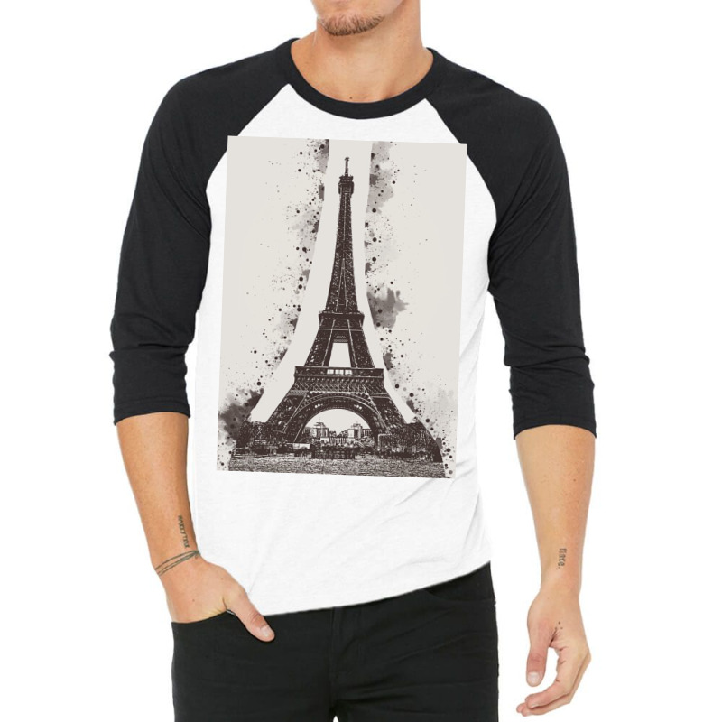 Paris Eiffel Landmark 3/4 Sleeve Shirt | Artistshot