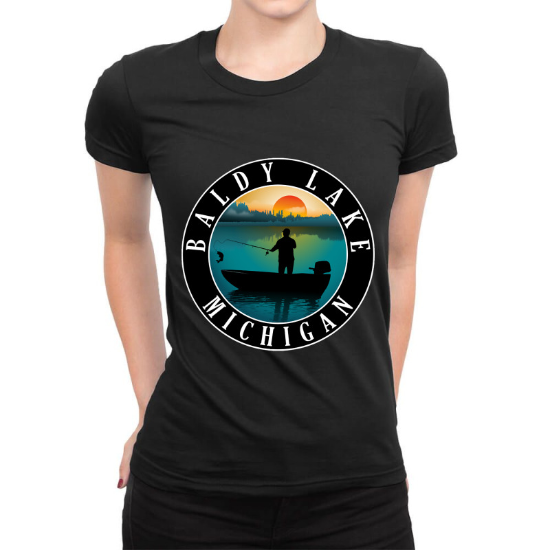 Baldy Lake Fishing Michigan Sunset Ladies Fitted T-Shirt by fencingderby989 | Artistshot