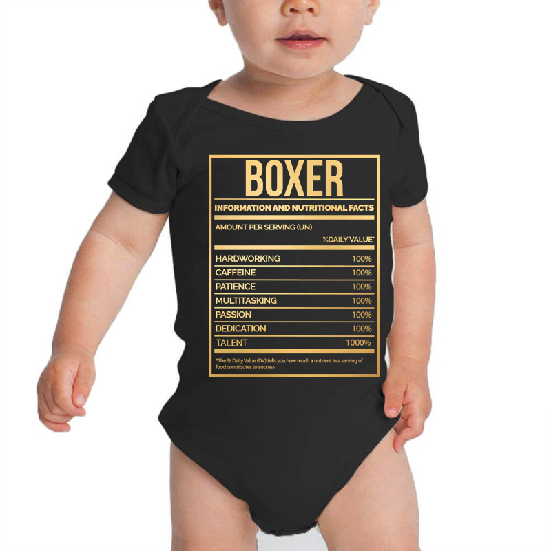 Awesome And Funny Nutrition Label Box Boxing Boxer Boxers Saying Quote Baby Bodysuit by gendercampaign78@gmail.com | Artistshot