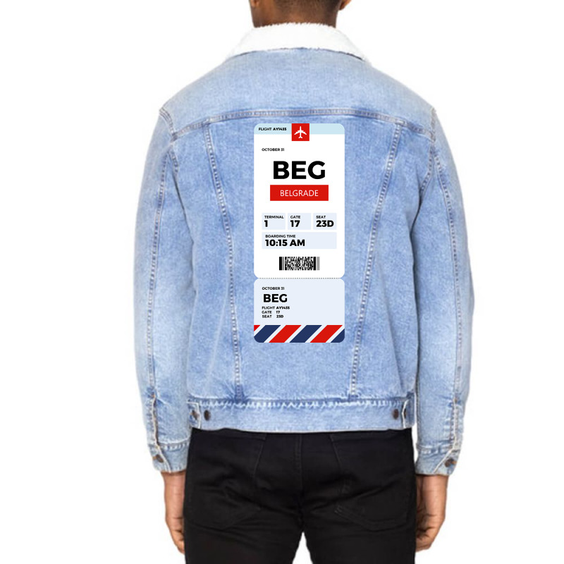 Belgrade Boarding Pass Unisex Sherpa-lined Denim Jacket | Artistshot