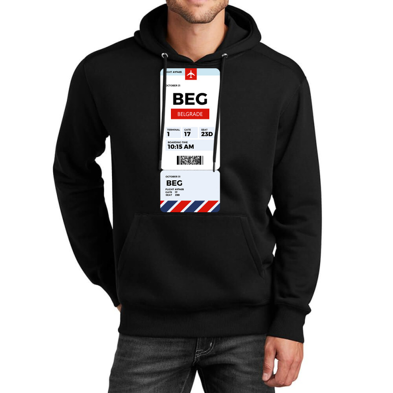 Belgrade Boarding Pass Unisex Hoodie | Artistshot