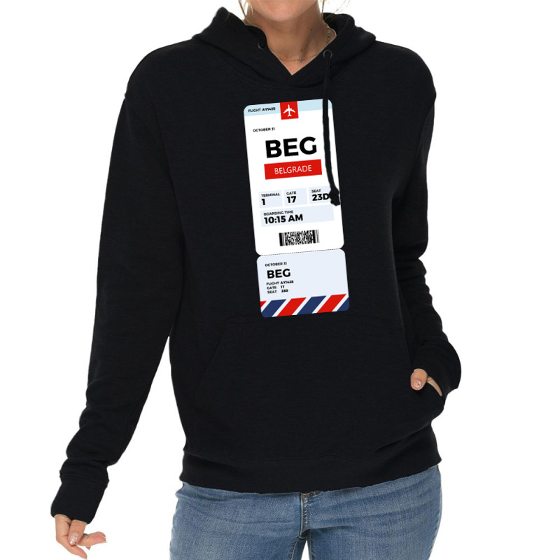 Belgrade Boarding Pass Lightweight Hoodie | Artistshot