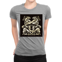 Viking Ornemental Norse Art 4 Horses Dogs With Odin Mask Grunge Metall Ladies Fitted T-shirt | Artistshot