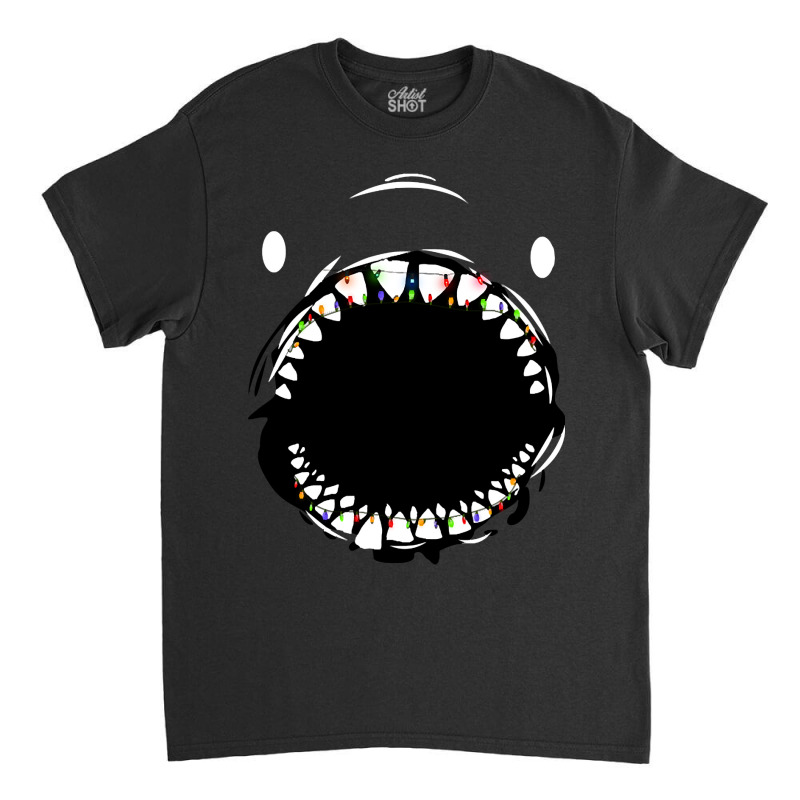 Funny Shark Face With Light Xmas Tshirt Christmas Classic T-shirt by damagegerms19 | Artistshot