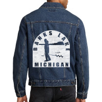 Banks Lake Ice Fishing Michigan Men Denim Jacket | Artistshot