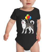 Funny T  Shirt Alaskan Malamute Dog With Ballons Funny Gift T  Shirt Baby Bodysuit | Artistshot