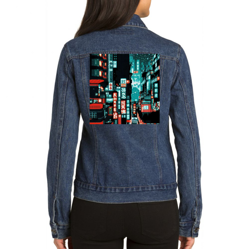 City Night Ladies Denim Jacket by TheDol | Artistshot