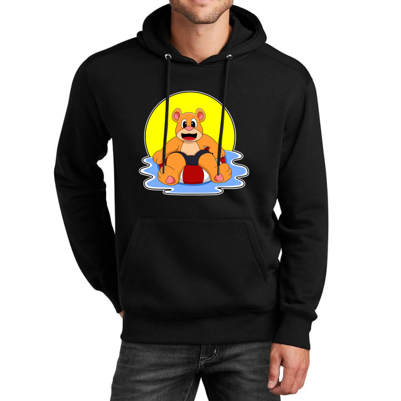 Bear At Swimming With Swim Ring Unisex Hoodie | Artistshot