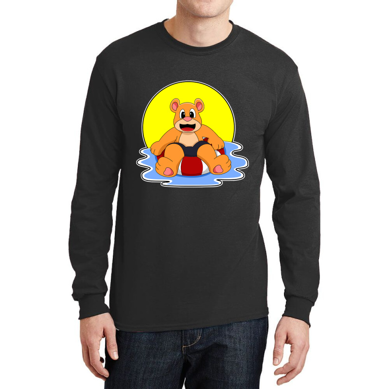 Bear At Swimming With Swim Ring Long Sleeve Shirts | Artistshot