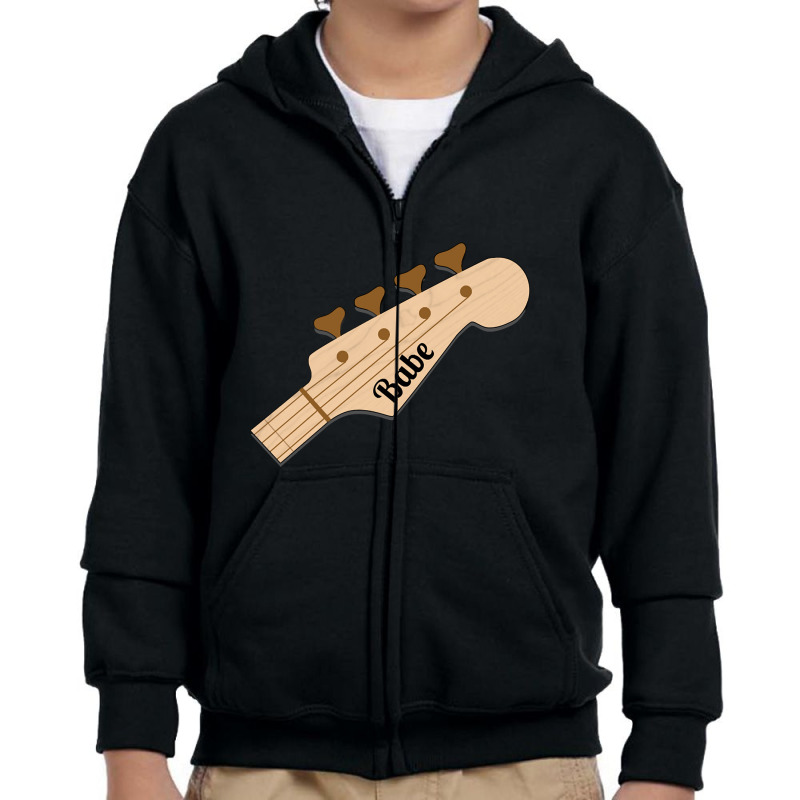 Bass Babe On Bass Guitar Headstock Youth Zipper Hoodie by dealgummy642 | Artistshot