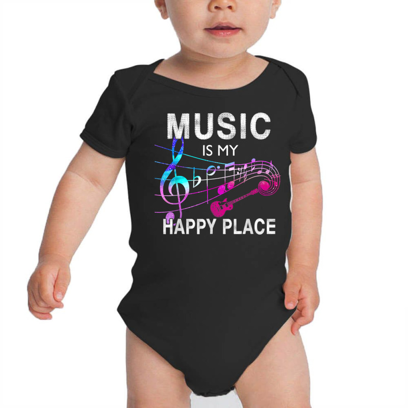 Music Is My Happy Place Inspiring Music Novelty Gift T Shirt T Shirt Baby Bodysuit by javauxswar | Artistshot