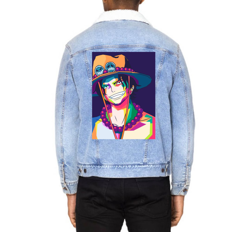 One Piece Portgas D Ace Pop Art Unisex Sherpa-lined Denim Jacket | Artistshot