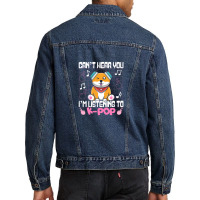 Kpop Kawaii Shiba Inu Can't Hear You I'm Listening To Kpop Gift Men Denim Jacket | Artistshot