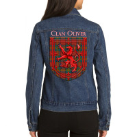 Oliver Red Tartan Scottish Plaid Ladies Denim Jacket | Artistshot