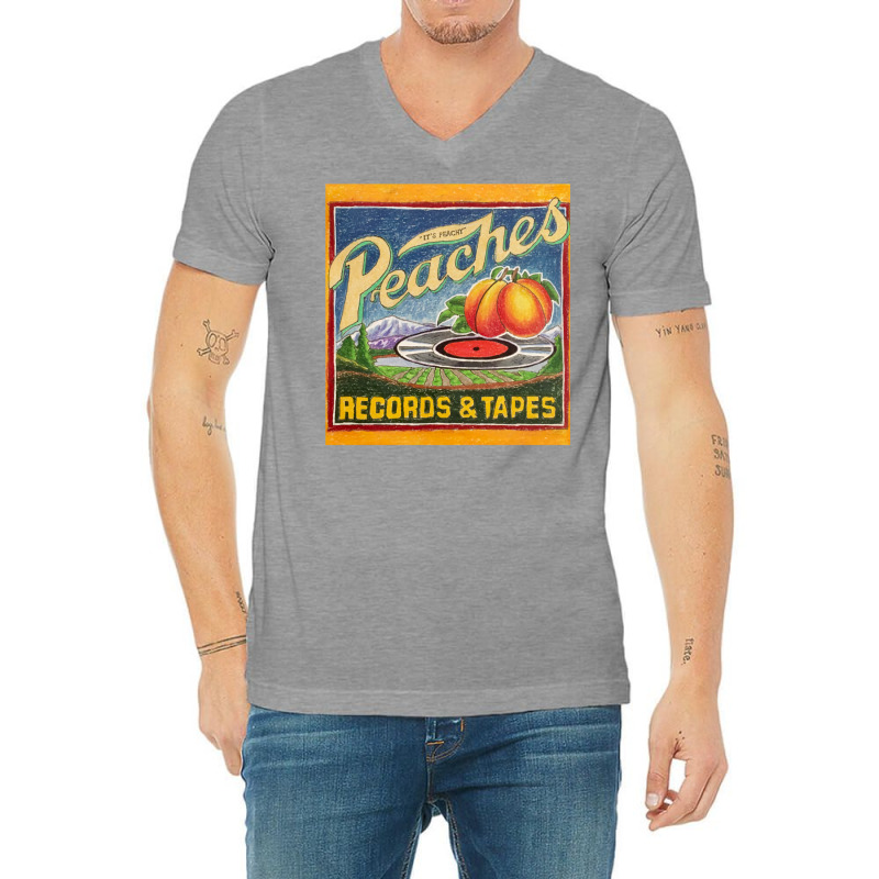 Peaches Records And Tapes V-Neck Tee by bahbutstenyd | Artistshot