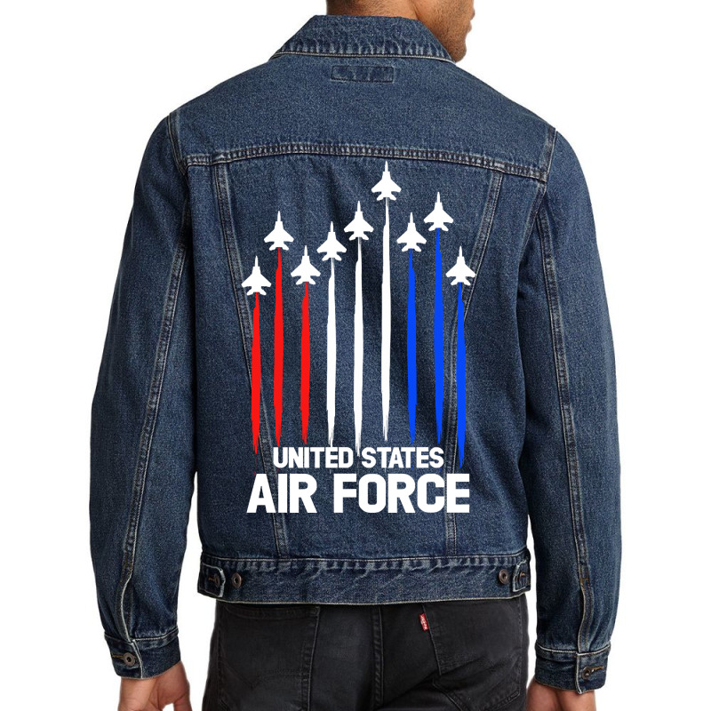 Air Force Flyover T-shirt Veterans Day 4th Of July Gift Men Denim Jacket | Artistshot