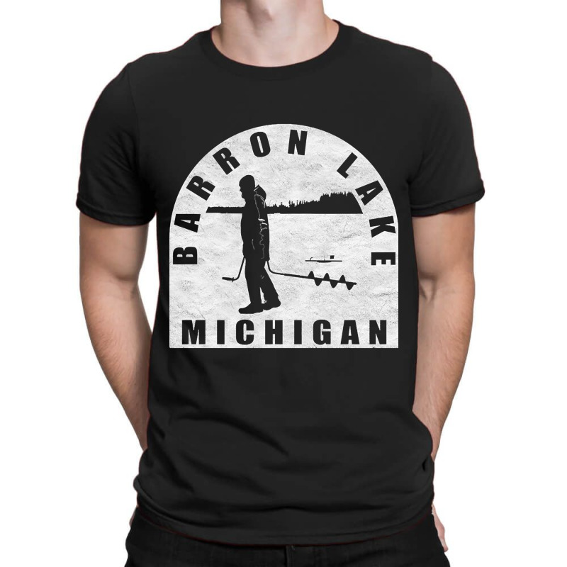 Barron Lake Ice Fishing Michigan T-shirt | Artistshot