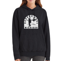 Barron Lake Ice Fishing Michigan Vintage Hoodie | Artistshot