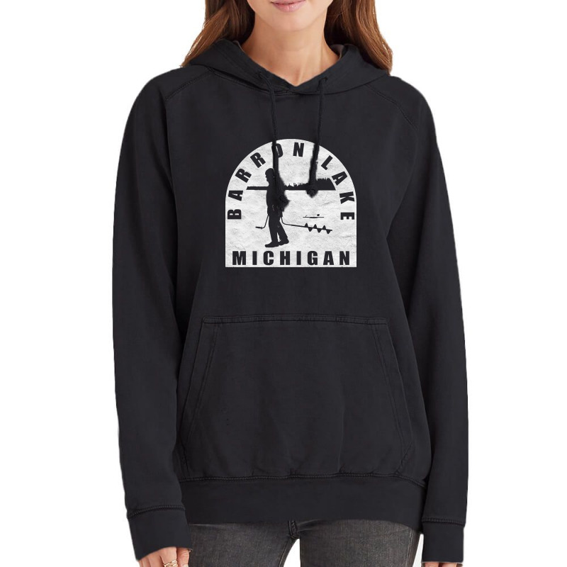 Barron Lake Ice Fishing Michigan Vintage Hoodie | Artistshot