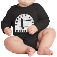 Barron Lake Ice Fishing Michigan Long Sleeve Baby Bodysuit | Artistshot