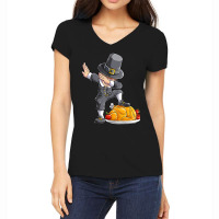 Limited Edition Dabbing Pilgrim Boy Turkey Thanksgiving Day Men Dab Women's V-neck T-shirt | Artistshot