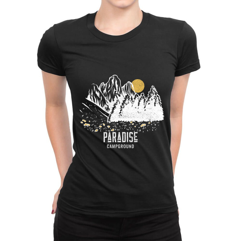 Paradise Campground Shirt Ladies Fitted T-Shirt by cubicgetting01 | Artistshot