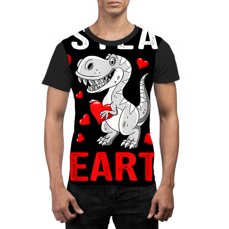 Boys Valentines Day Kids Dinosaur T Rex Lover I Steal Hearts T Shirt Graphic T-shirt | Artistshot