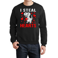 Boys Valentines Day Kids Dinosaur T Rex Lover I Steal Hearts T Shirt Crewneck Sweatshirt | Artistshot