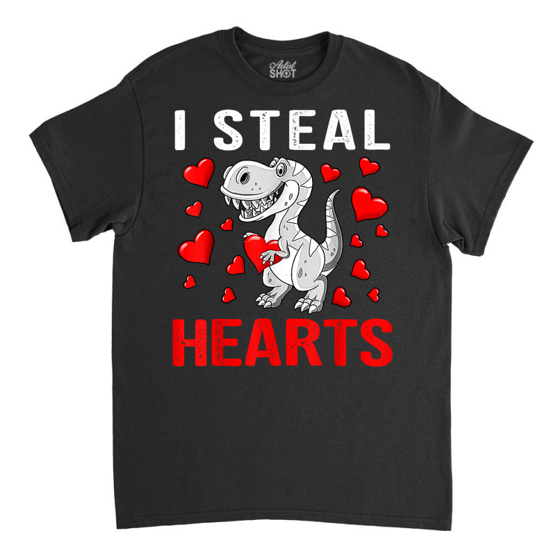 Boys Valentines Day Kids Dinosaur T Rex Lover I Steal Hearts T Shirt Classic T-shirt | Artistshot