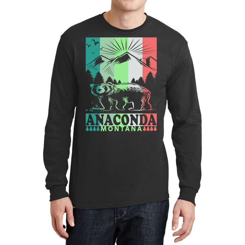 Anaconda Montana Retro Mountain Bear Long Sleeve Shirts by kayakbetween30 | Artistshot