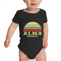 Alma Arkansas Vintage Retro Sunset Baby Bodysuit | Artistshot