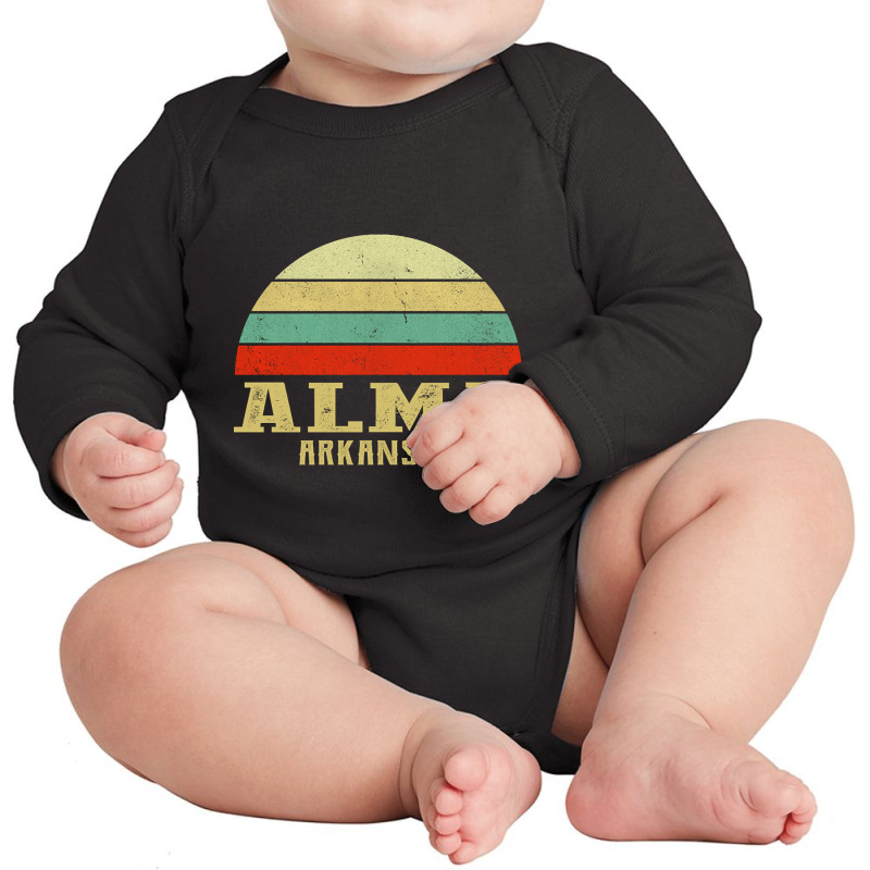 Alma Arkansas Vintage Retro Sunset Long Sleeve Baby Bodysuit by ternacanuda | Artistshot