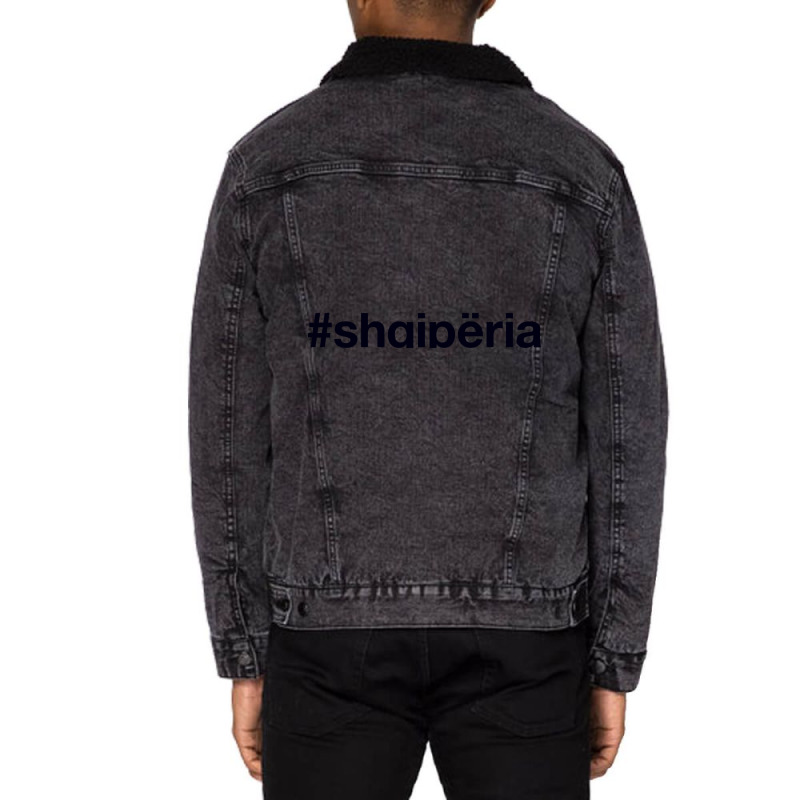 Albania Hashtag-ibqjl Unisex Sherpa-Lined Denim Jacket by fumbledeafness270 | Artistshot