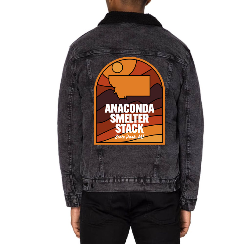 Anaconda Smelter Stack State Park Montana Unisex Sherpa-Lined Denim Jacket by kayakbetween30 | Artistshot