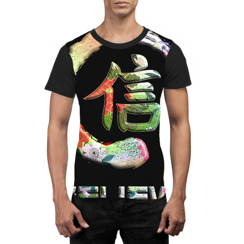 Believe Japanese Kanji Word Symbol Enso Circle 10 Graphic T-shirt | Artistshot