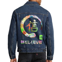 Believe Japanese Kanji Word Symbol Enso Circle 10 Men Denim Jacket | Artistshot