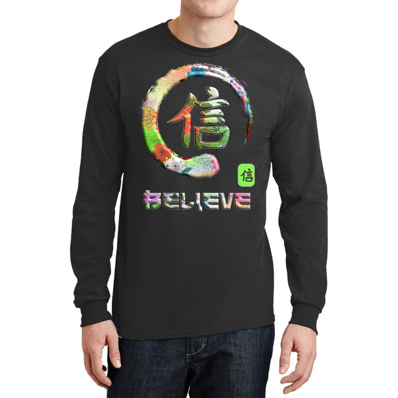 Believe Japanese Kanji Word Symbol Enso Circle 10 Long Sleeve Shirts | Artistshot