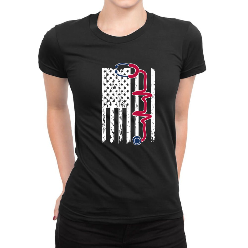 Patriotic American Registered Nurse Usa Flag 4th Of July Ladies Fitted T-shirt | Artistshot