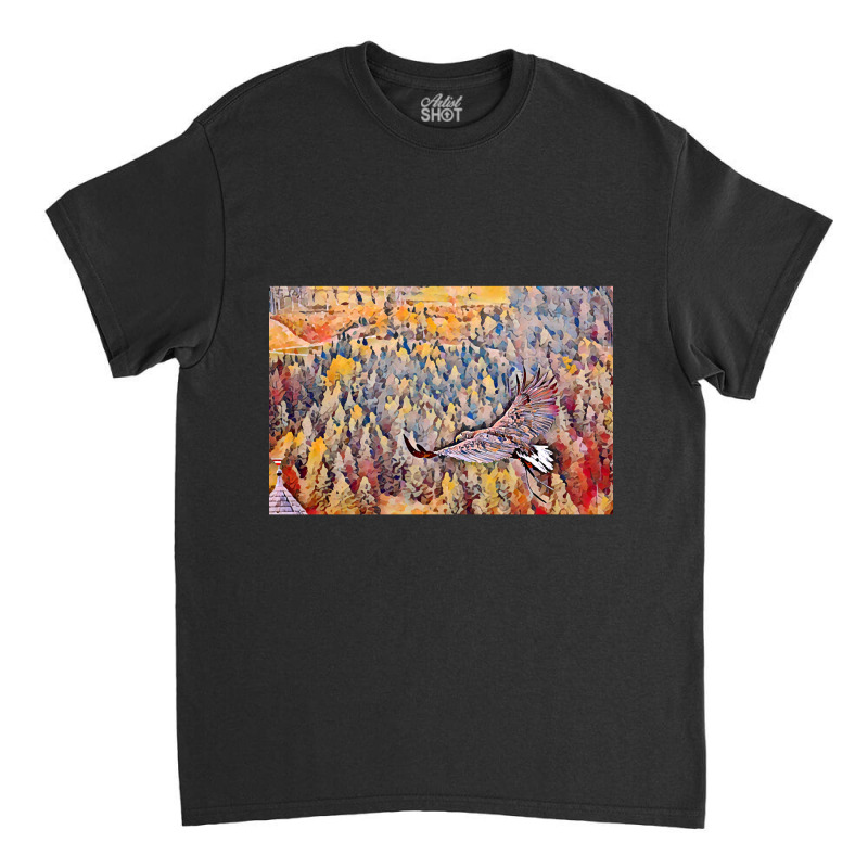 Eagle Flying Over Forest Colorful Painting-gm3s0 Classic T-shirt by yeahdashing61 | Artistshot